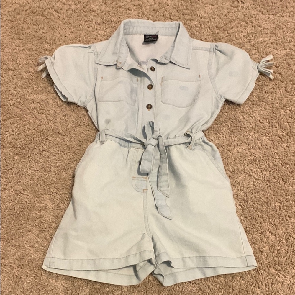 Blue Casual Dress with Collared Neckline and Puffed Sleeves